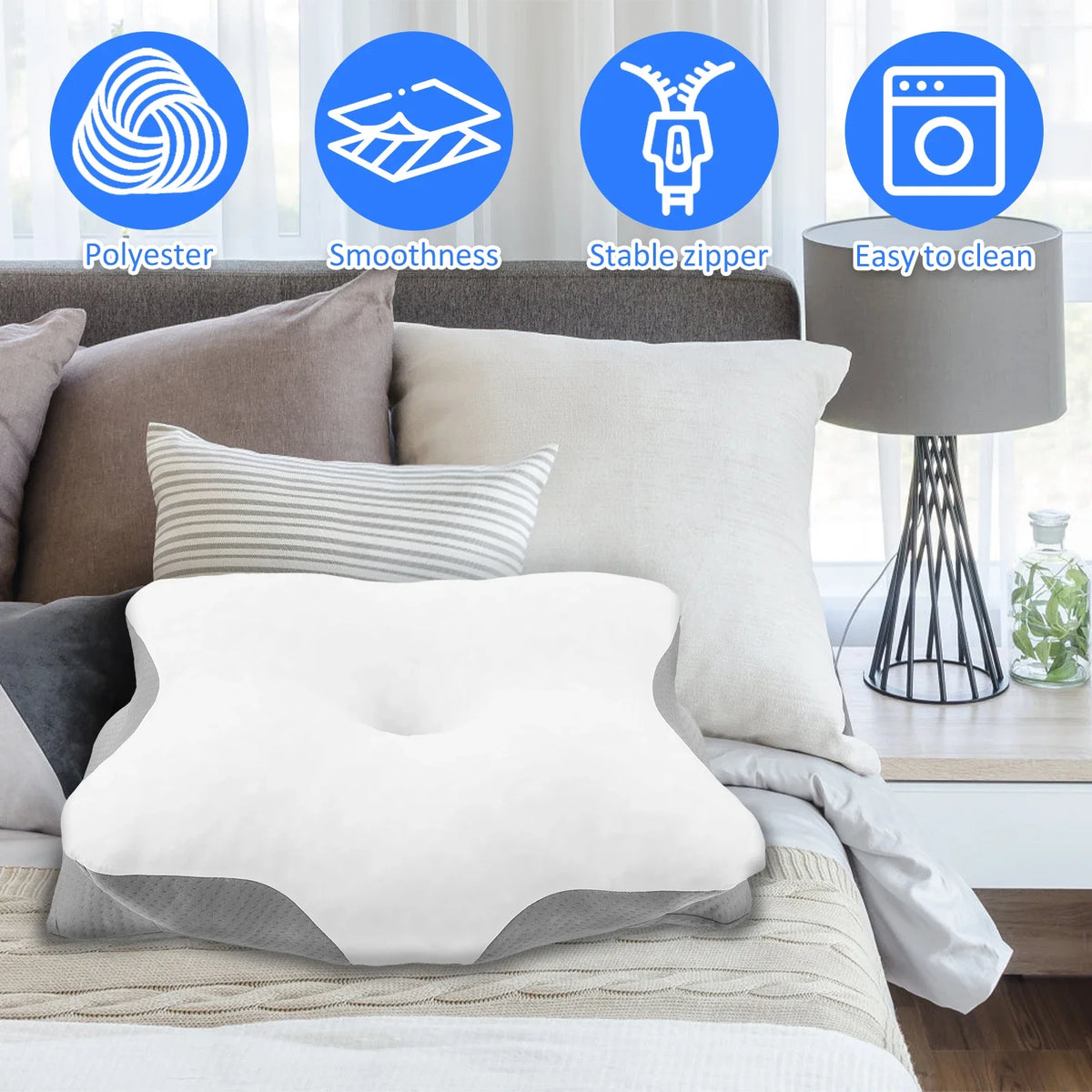Memory Foam Cervical Pillowcase Butterfly Shaped Neck Pillows Cover Smooth Soft Pillowcase Ergonomic Orthopedic Neck Gift