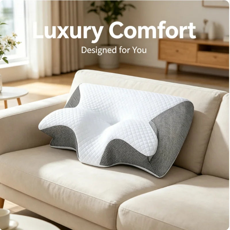 Neck Pain Relief Cervical Pillow Memory Foam Ergonomic Orthopedic Contour Support Breathable Bed Pillow for All Sleepers